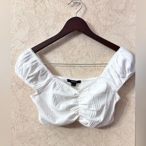 Forever 21 White Ruched Blouse